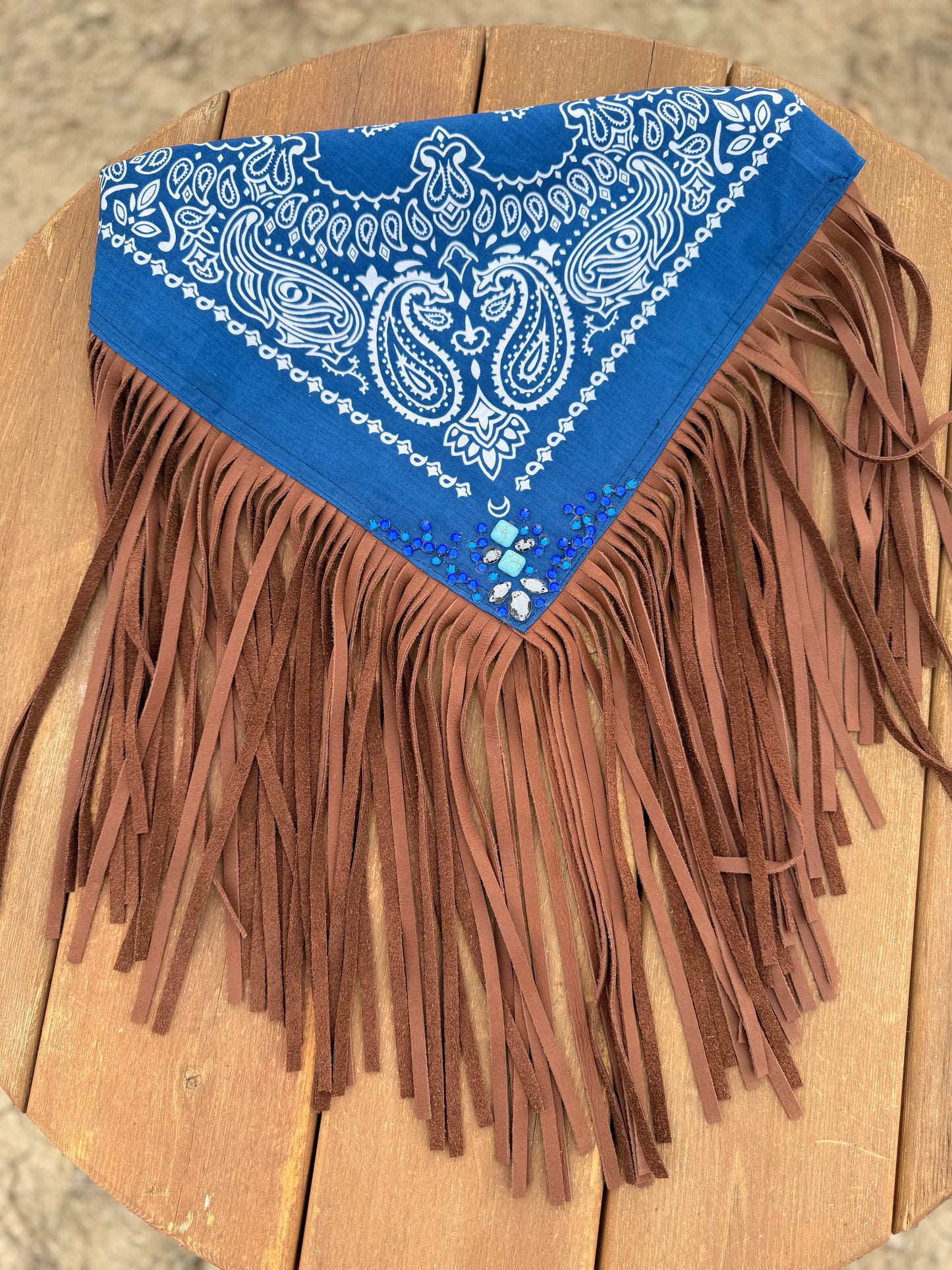 Embellished Fringe Bandana - Royal Blue