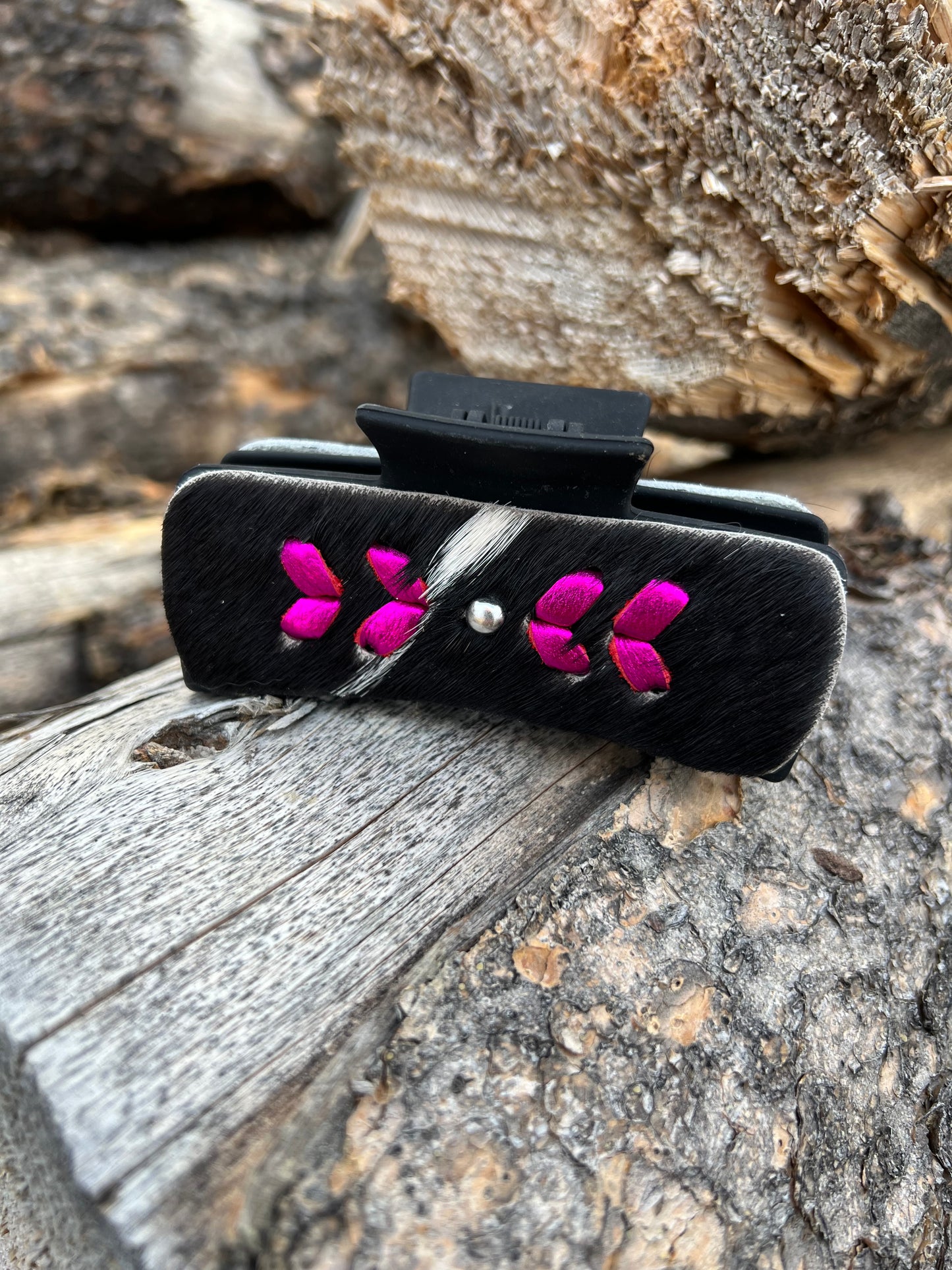 Fancy Large Leather Hair Claw Clip