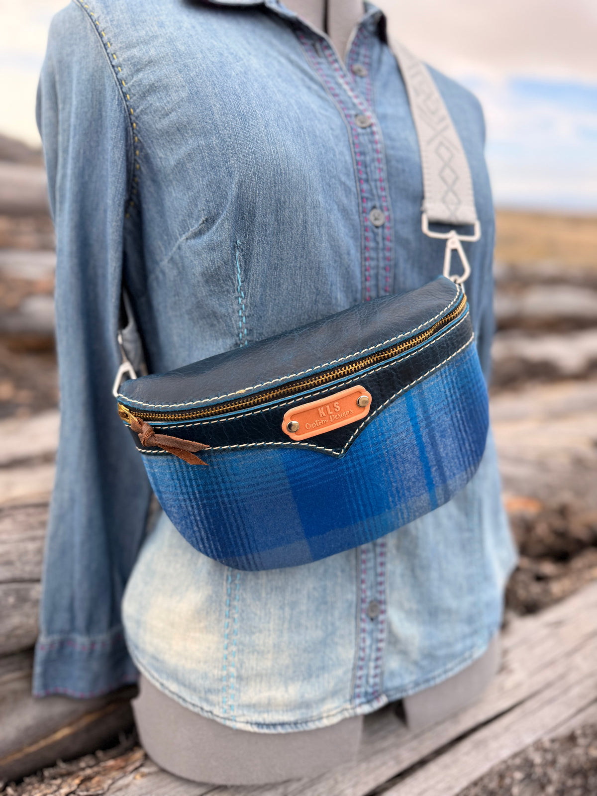 Sling Bag - *Special Edition* Pendleton Plaid - Blue Bison Leather