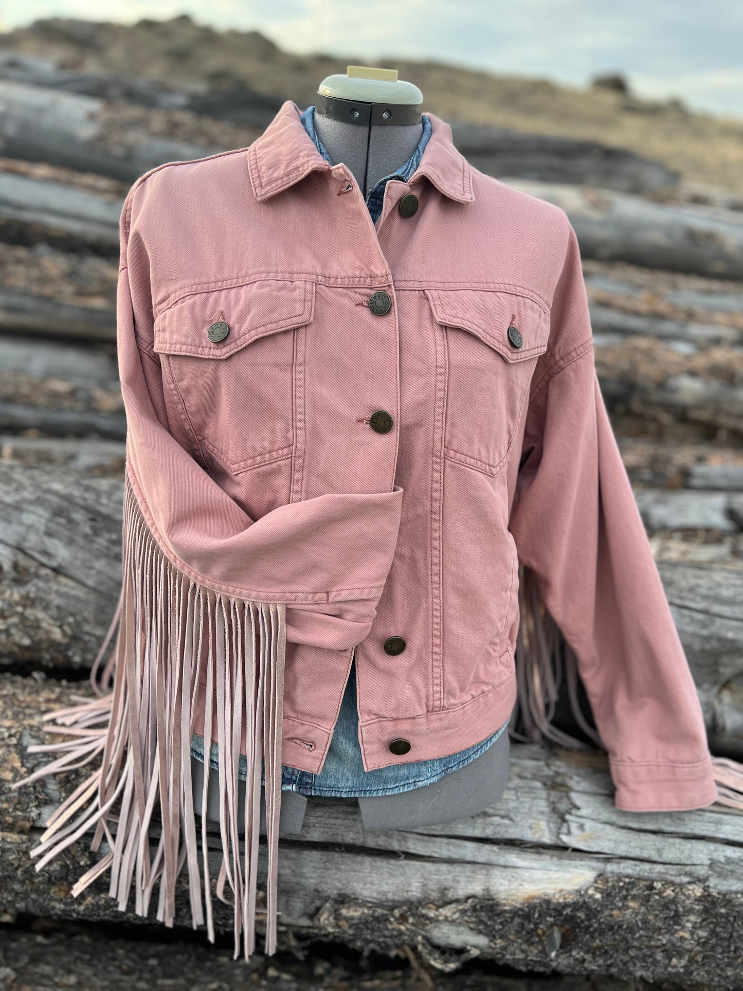 Fringe Jacket with Pendleton ~Ladies S - OVERSIZED
