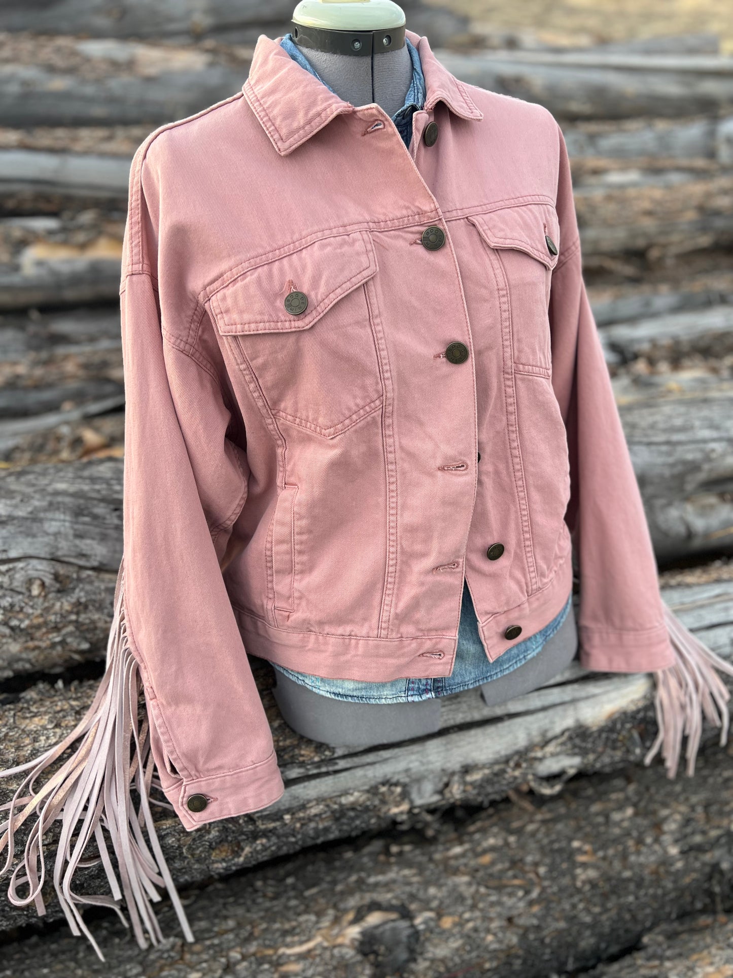 Fringe Jacket with Pendleton ~Ladies S - OVERSIZED