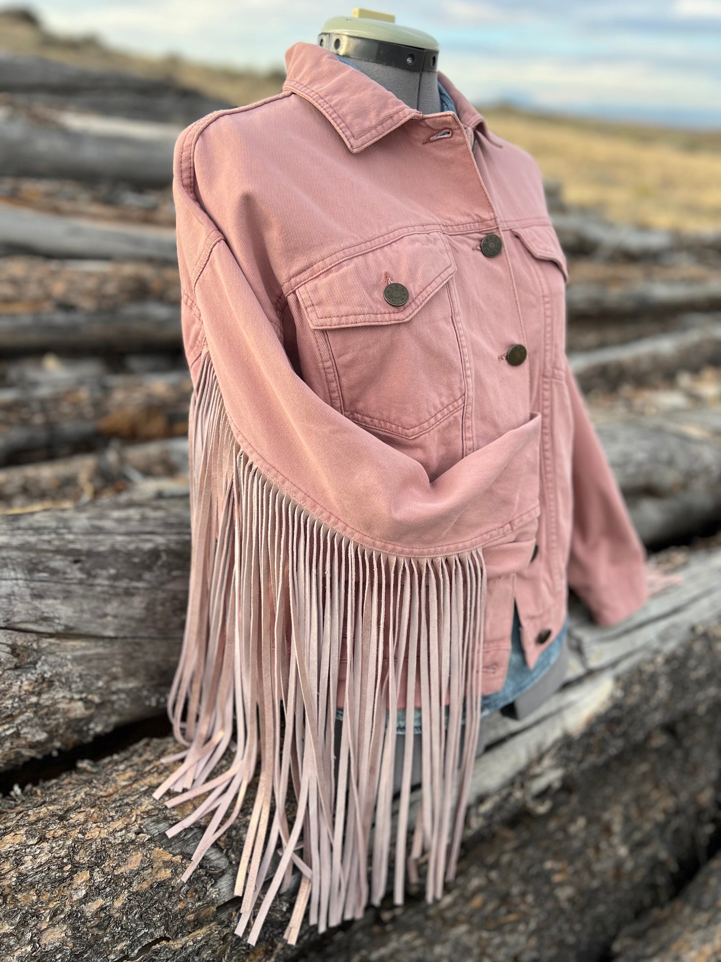 Fringe Jacket with Pendleton ~Ladies S - OVERSIZED
