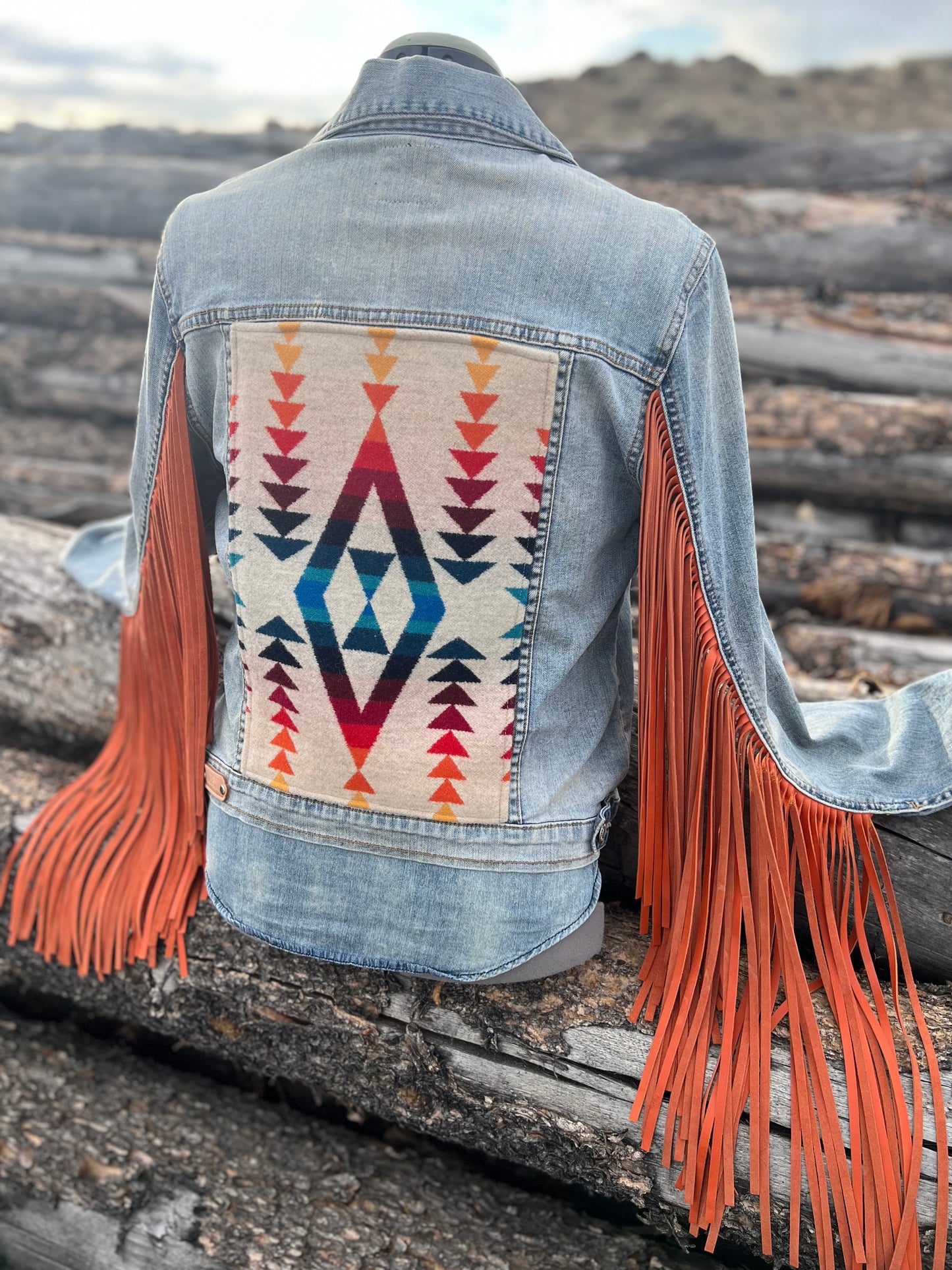Fringe Jacket with Pendleton ~Ladies L