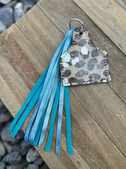 Keychain - Cow Tag + Fringe