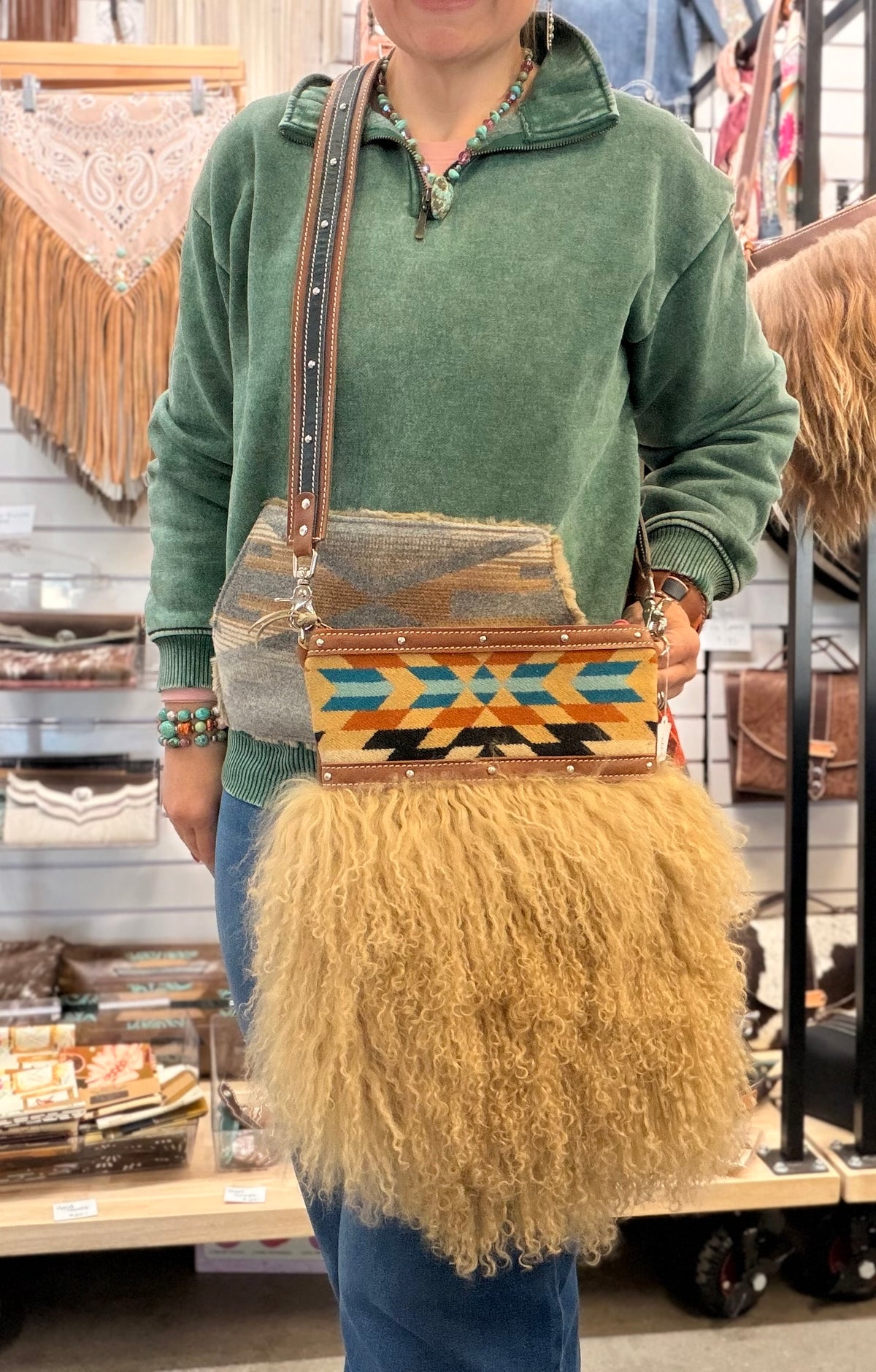 Crossbody Bag - Tibetan Lamb & Pendleton©️ Wool