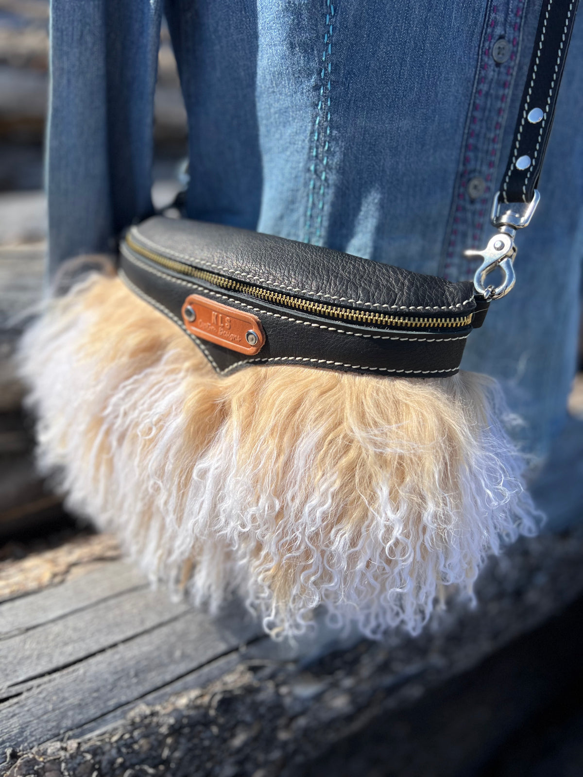 Tibetan Lamb Sling Bag + Leather Strap