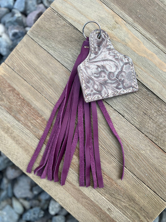 Keychain - Cow Tag + Fringe