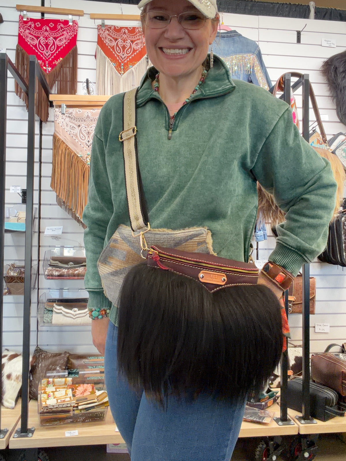 Sling Bag - Mongolian Sheep + Bison Leather
