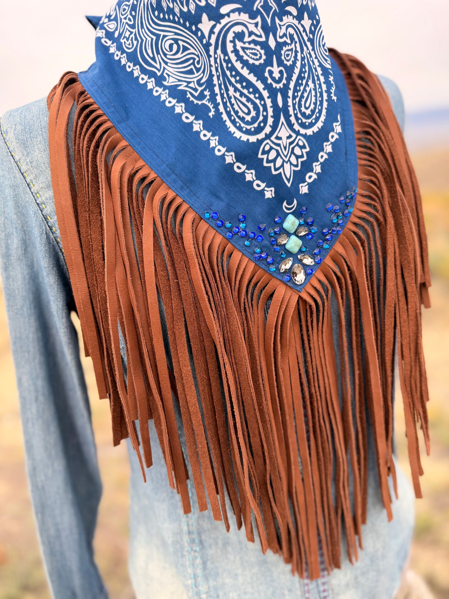 Embellished Fringe Bandana - Royal Blue