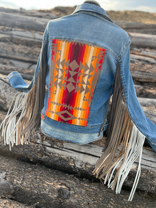 Fringe Jacket with Pendleton ~Ladies XL