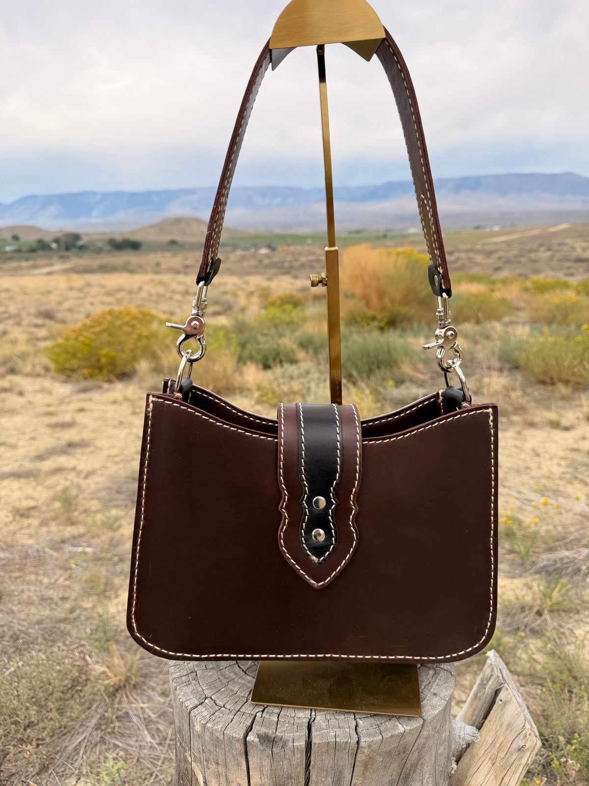 Shoulder Bag - Brown+Black