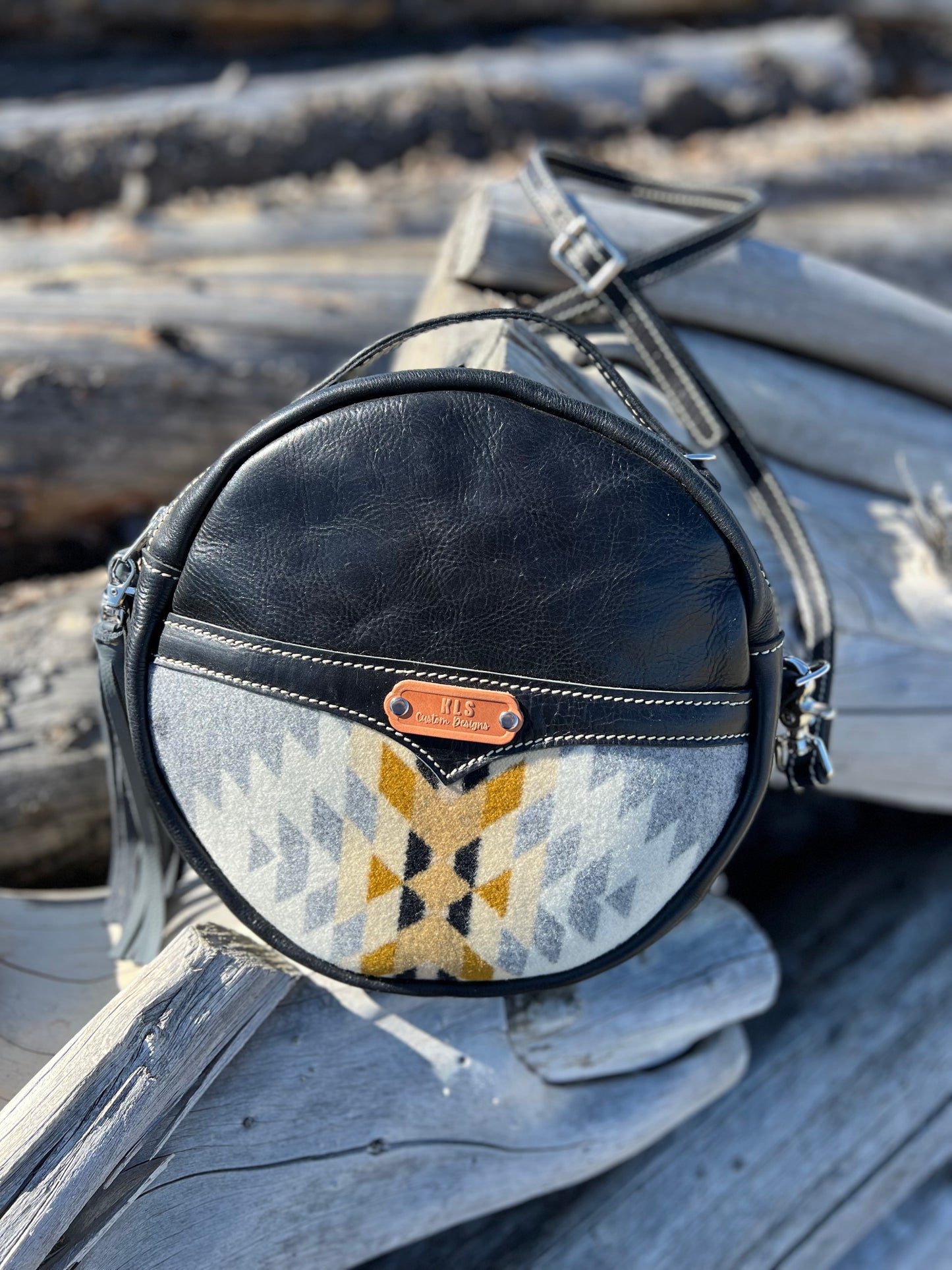 Canteen Bag - Leather + Pendleton