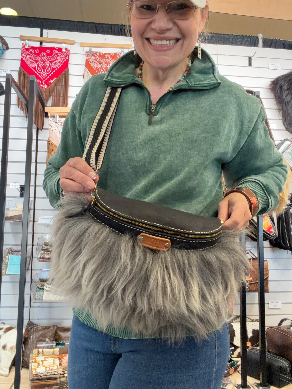 Sling Bag - Mongolian Sheep + Bison Leather