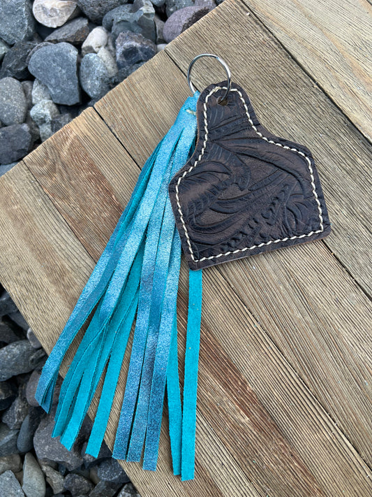 Keychain - Cow Tag + Fringe