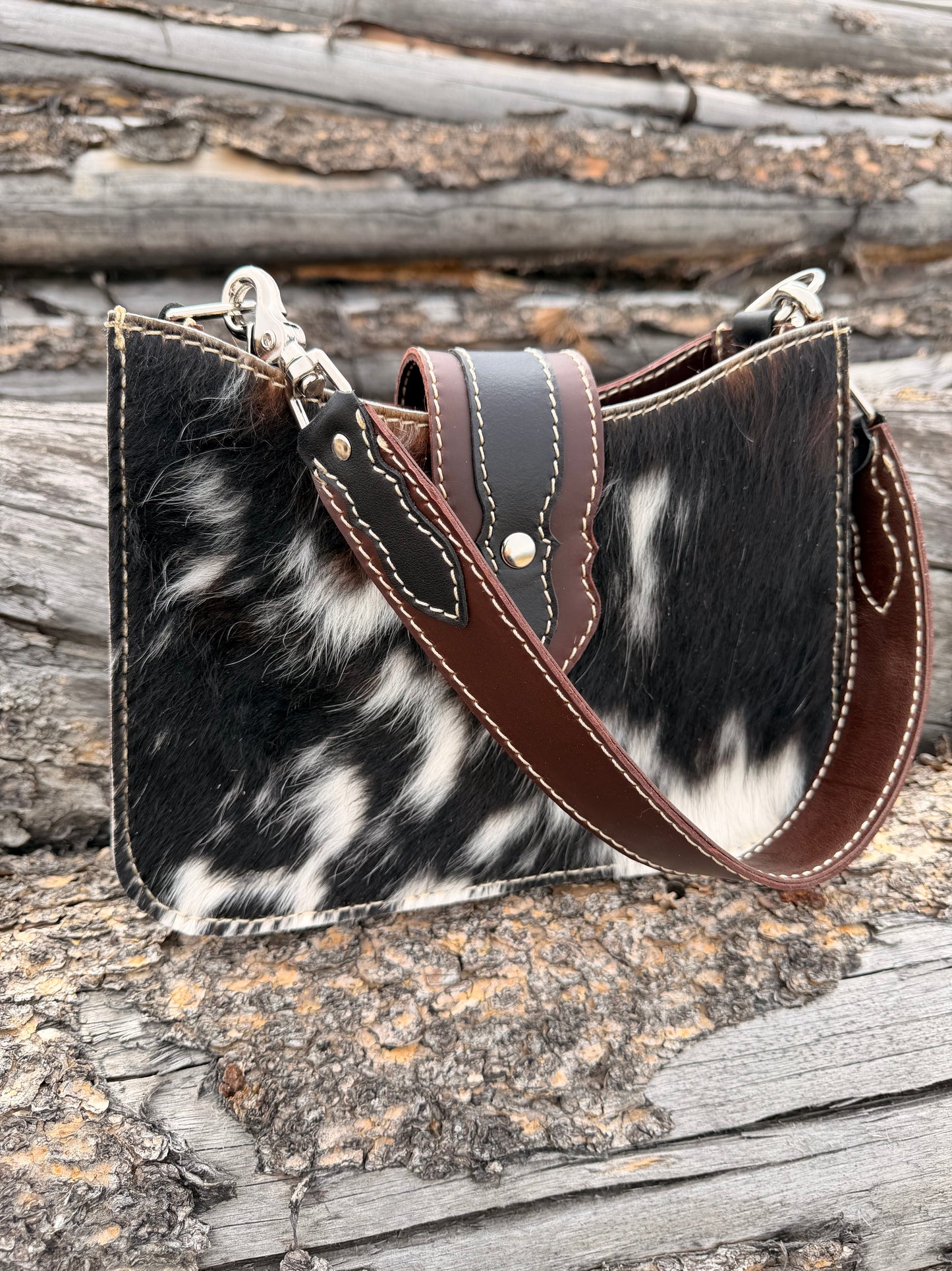 Shoulder Bag - Brown+Black
