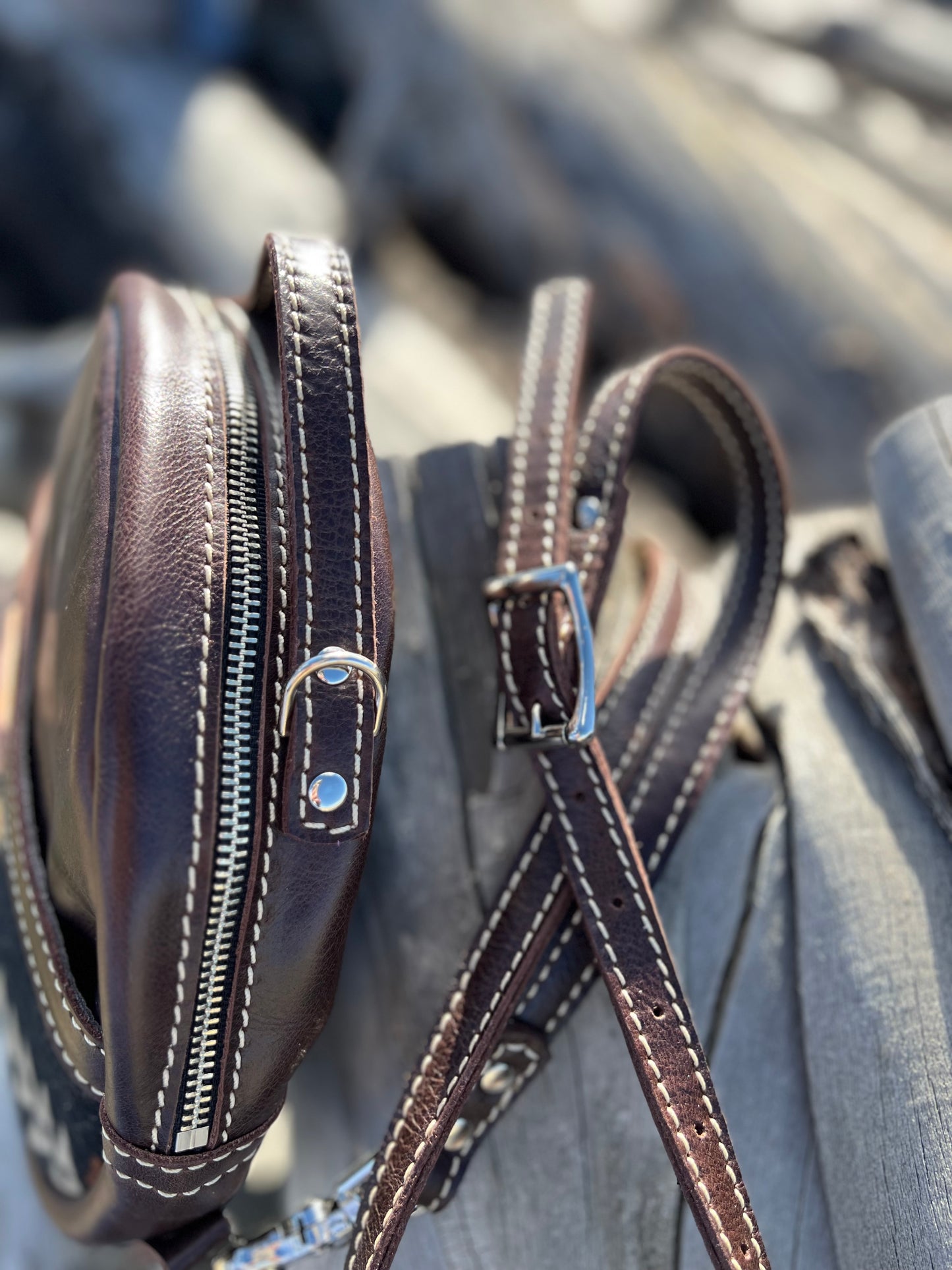 Canteen Bag - Leather + Pendleton