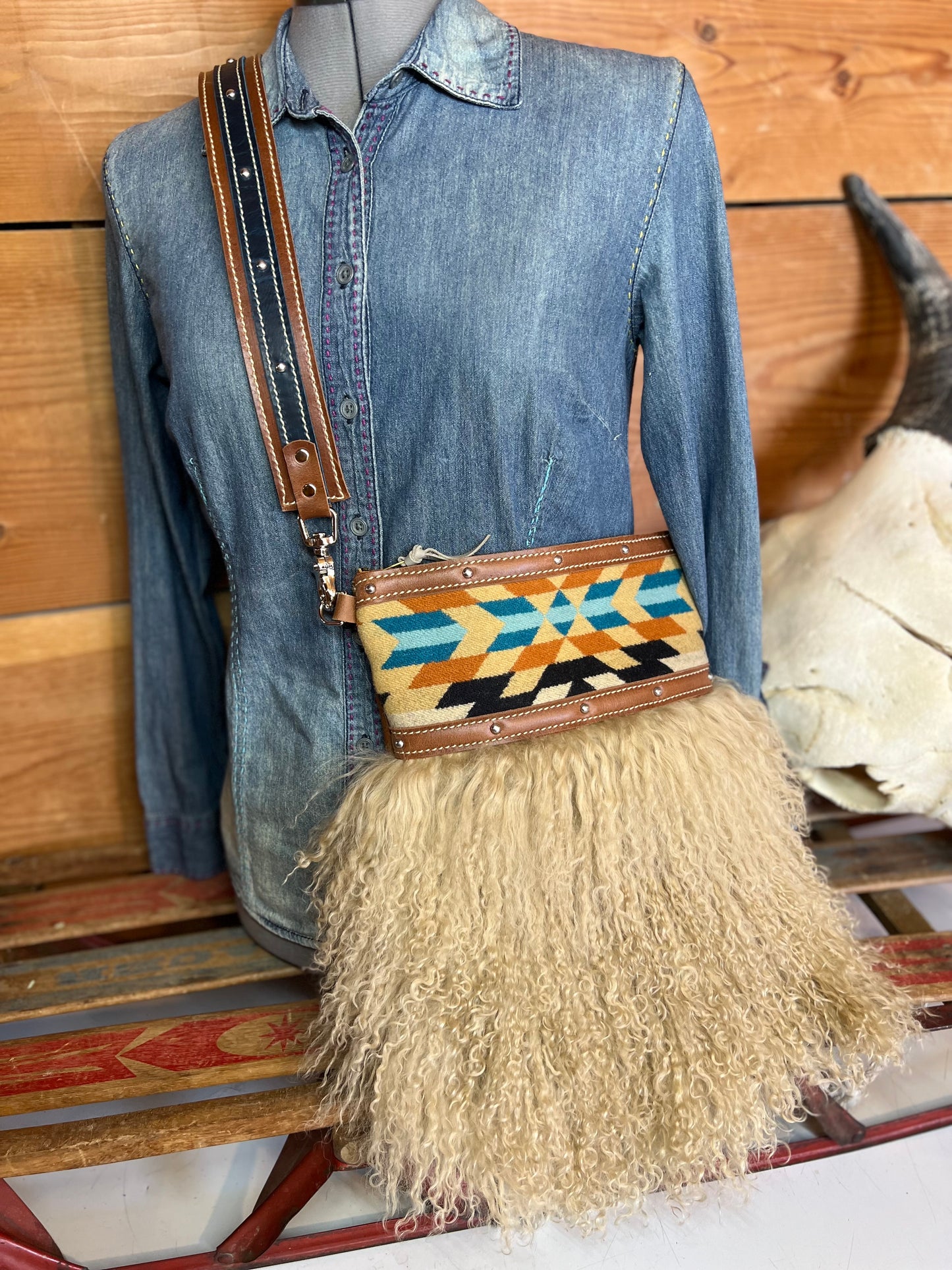 Crossbody Bag - Tibetan Lamb & Pendleton©️ Wool