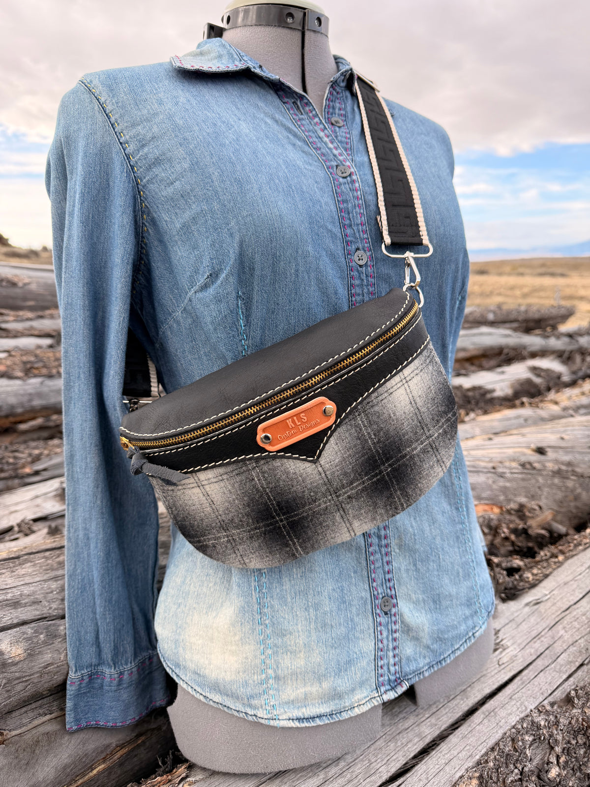 Sling Bag - *Special Edition* Pendleton Plaid - Black Bison Leather