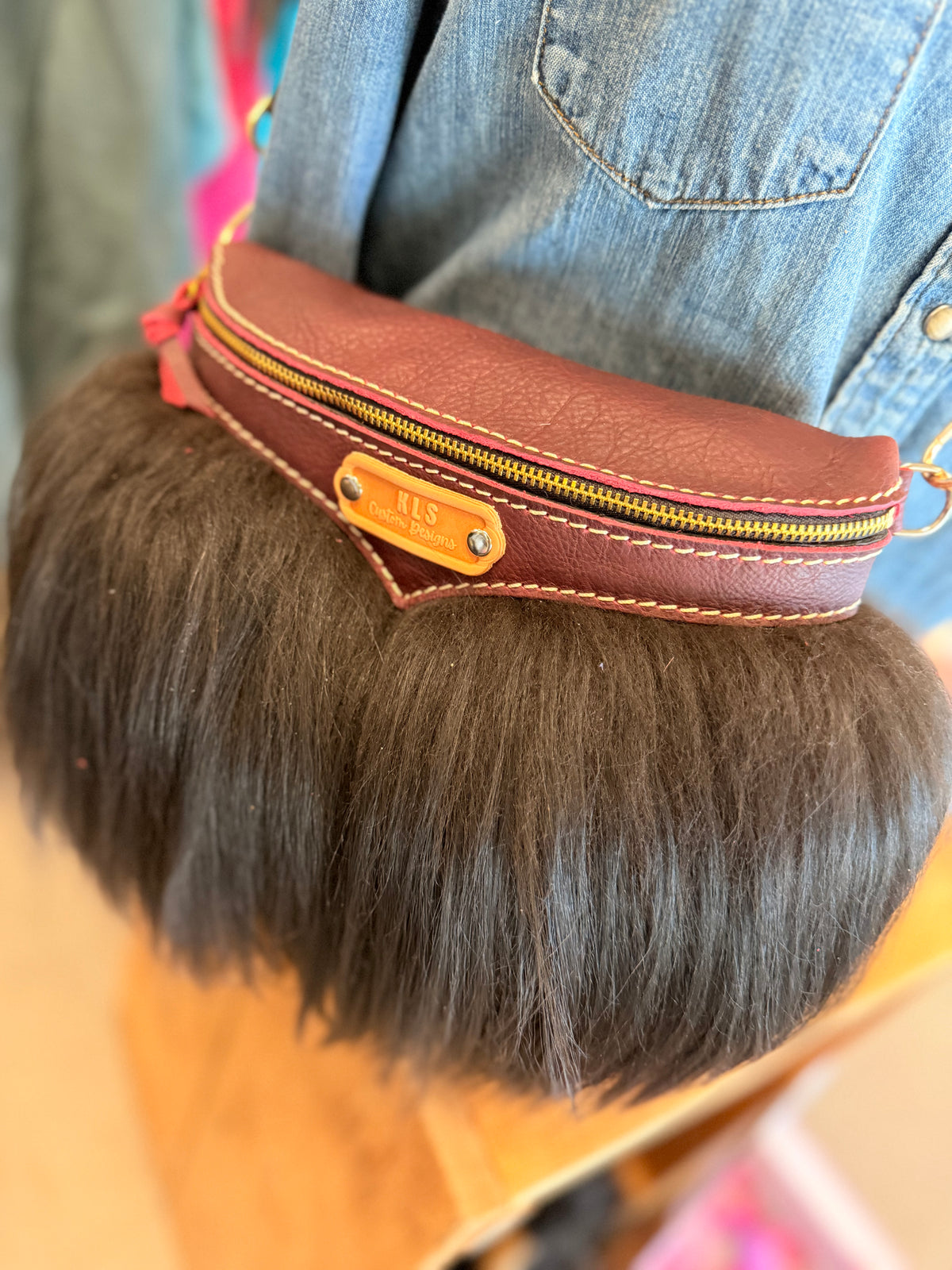 Sling Bag - Mongolian Sheep + Bison Leather