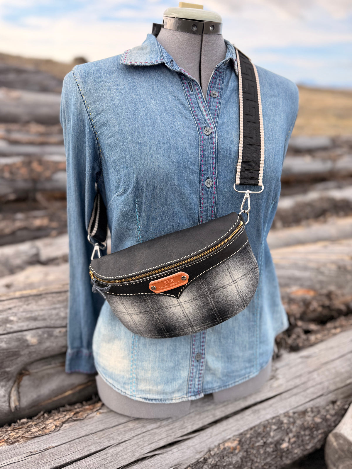 Sling Bag - *Special Edition* Pendleton Plaid - Black Bison Leather