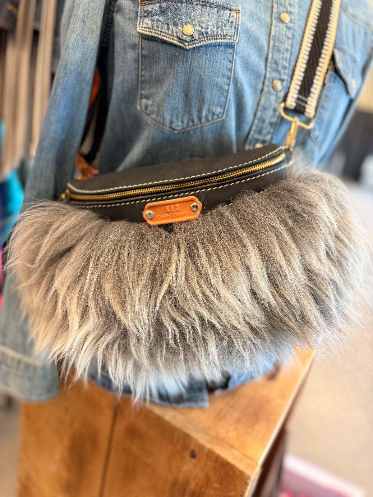 Sling Bag - Mongolian Sheep + Bison Leather