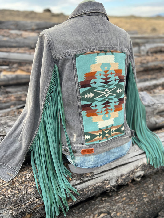 Fringe Jacket with Pendleton ~Ladies L