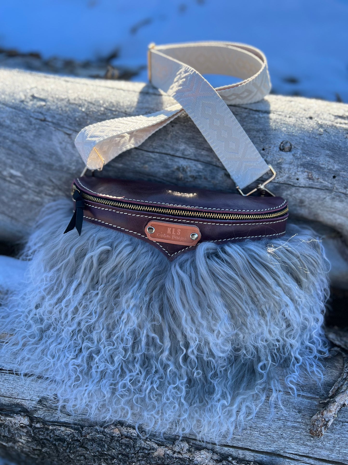 Sling Bag - Tibetan Lamb - Plum/Gray