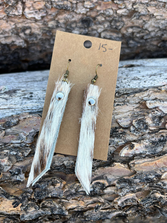 Leather Fringe Earrings ~ Hair-on-Hide