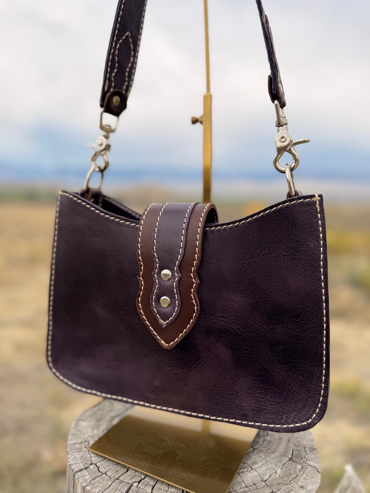 Shoulder Bag - Purple+Brown