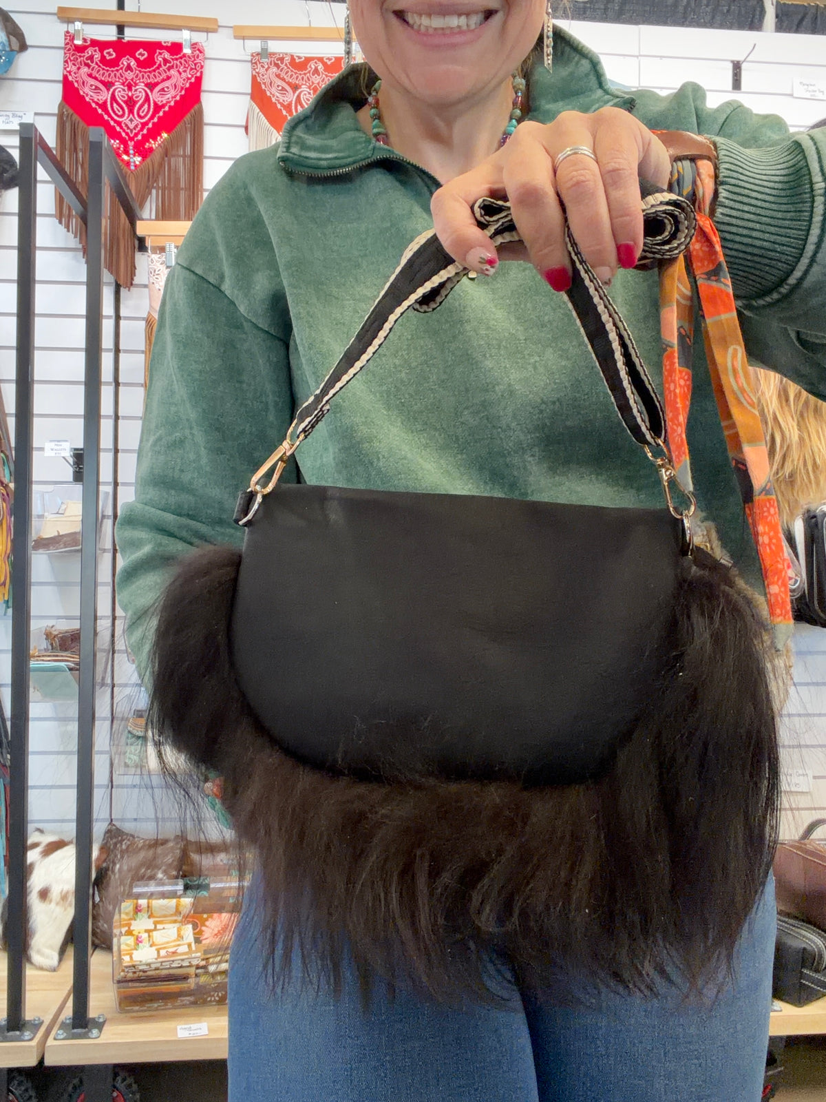 Sling Bag - Mongolian Sheep + Bison Leather