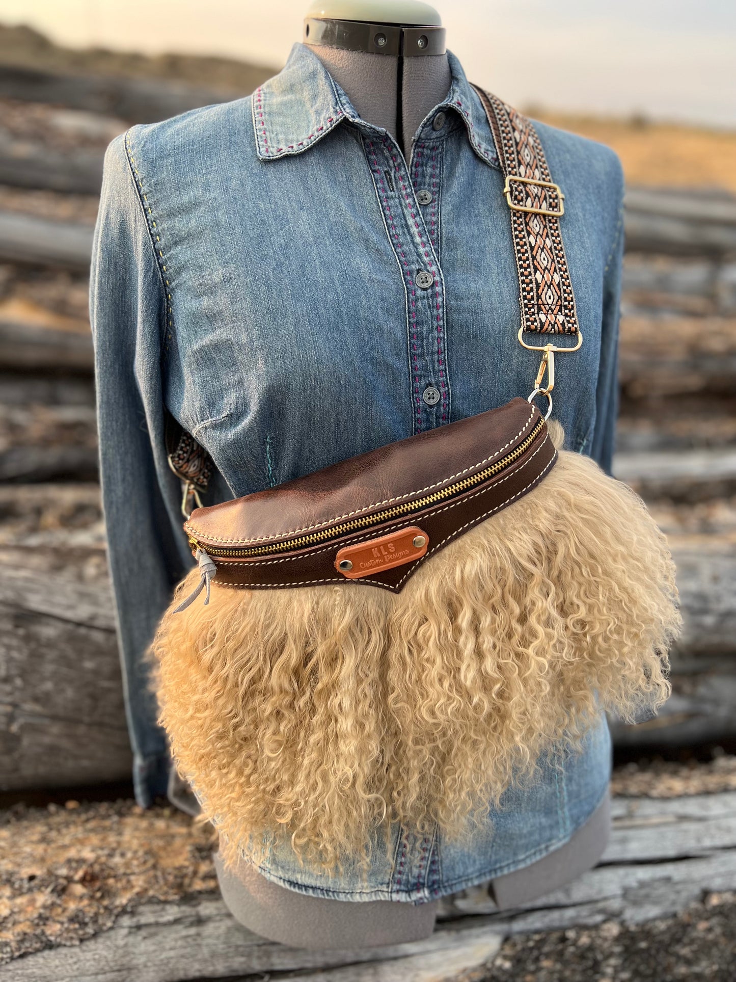 Sling Bag - Tibetan Lamb - Chocolate/Beige