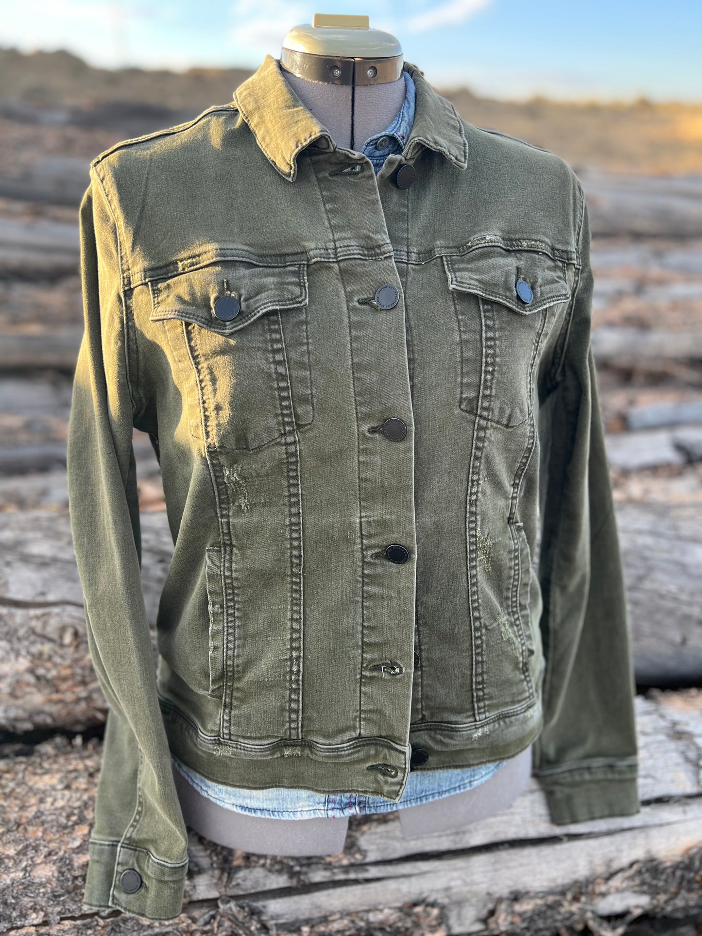 Olive Jacket with Pendleton ~Ladies L