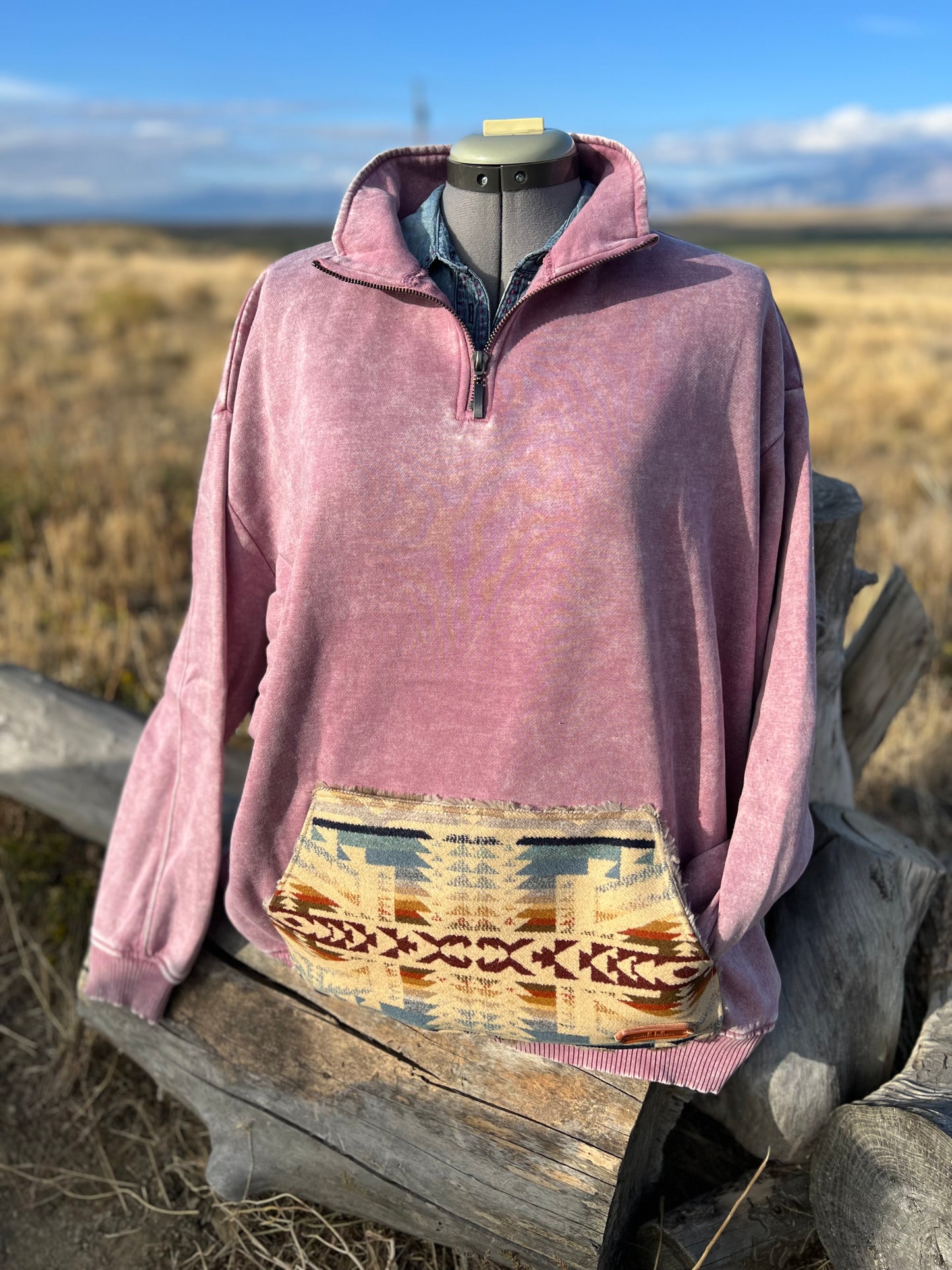 1/4 Zip Sweatshirt - 2x - Light Rose/Mauve