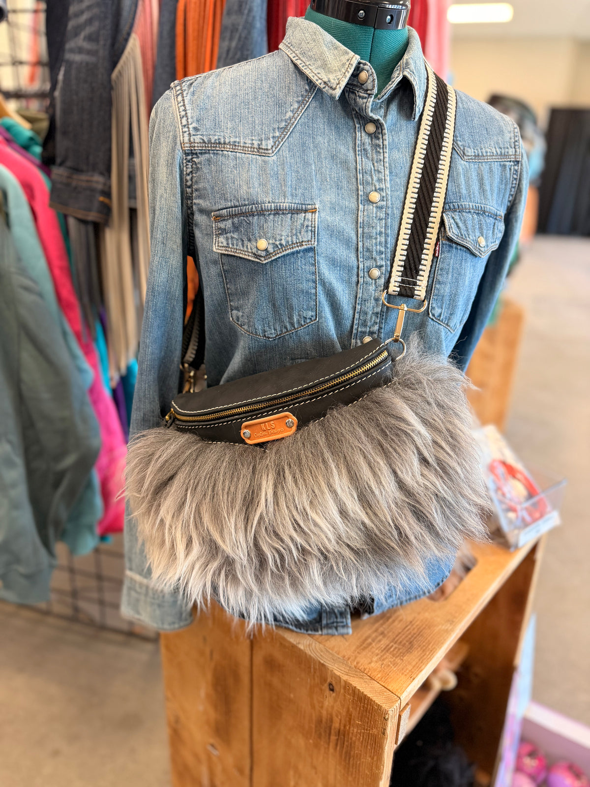 Sling Bag - Mongolian Sheep + Bison Leather