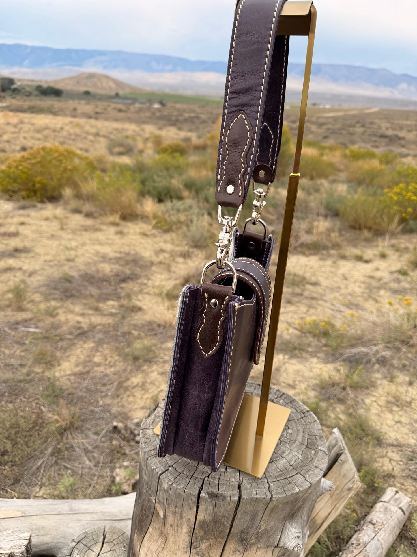 Shoulder Bag - Purple+Brown