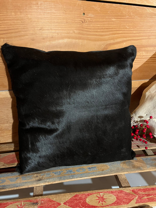 18x18 Hair on Hide Pillow Cover - Black (2)