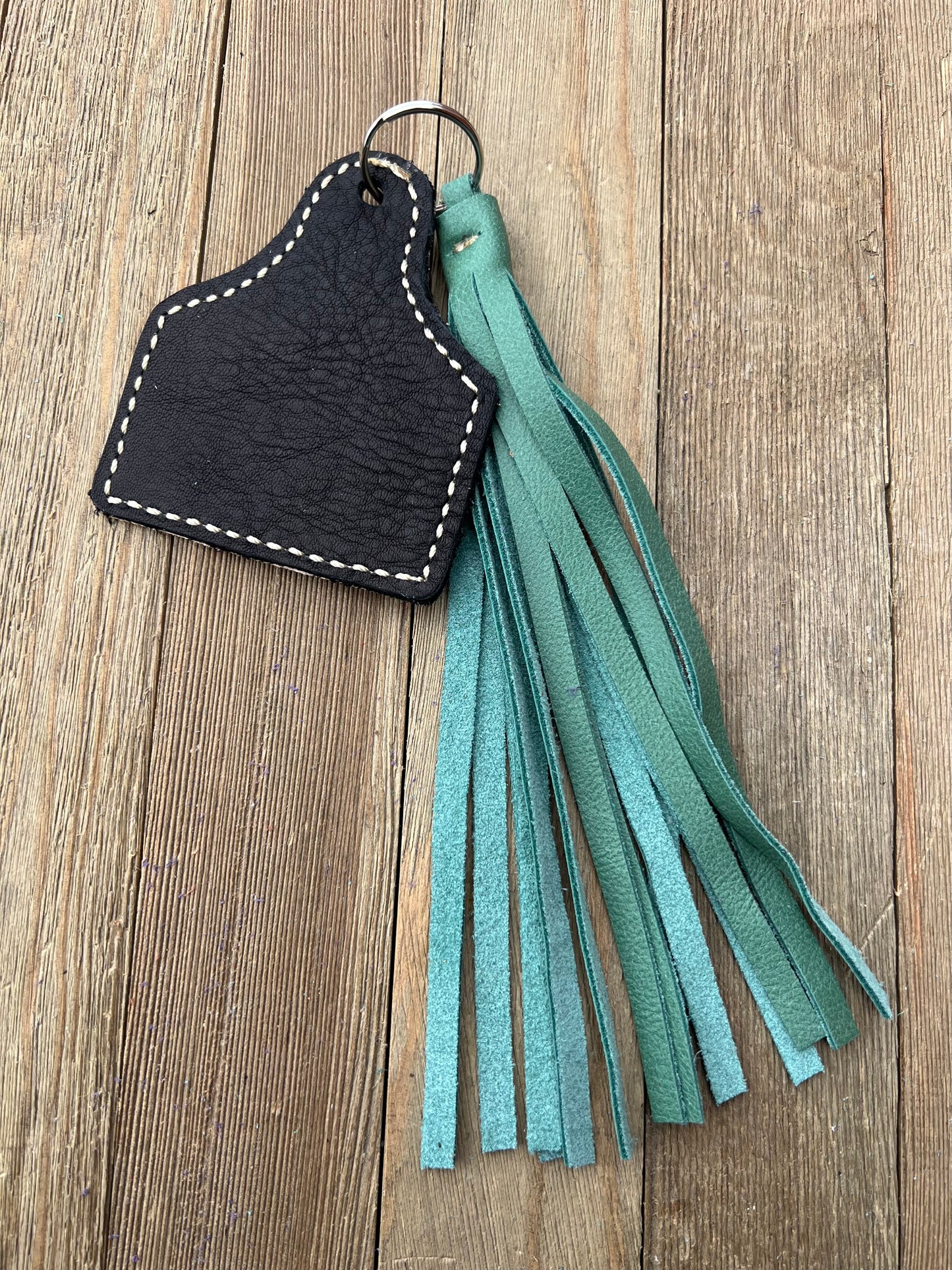 Keychain - Cow Tag + Fringe