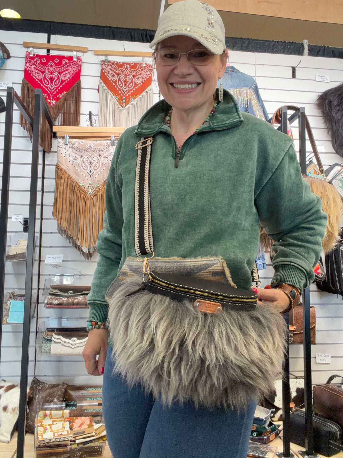 Sling Bag - Mongolian Sheep + Bison Leather