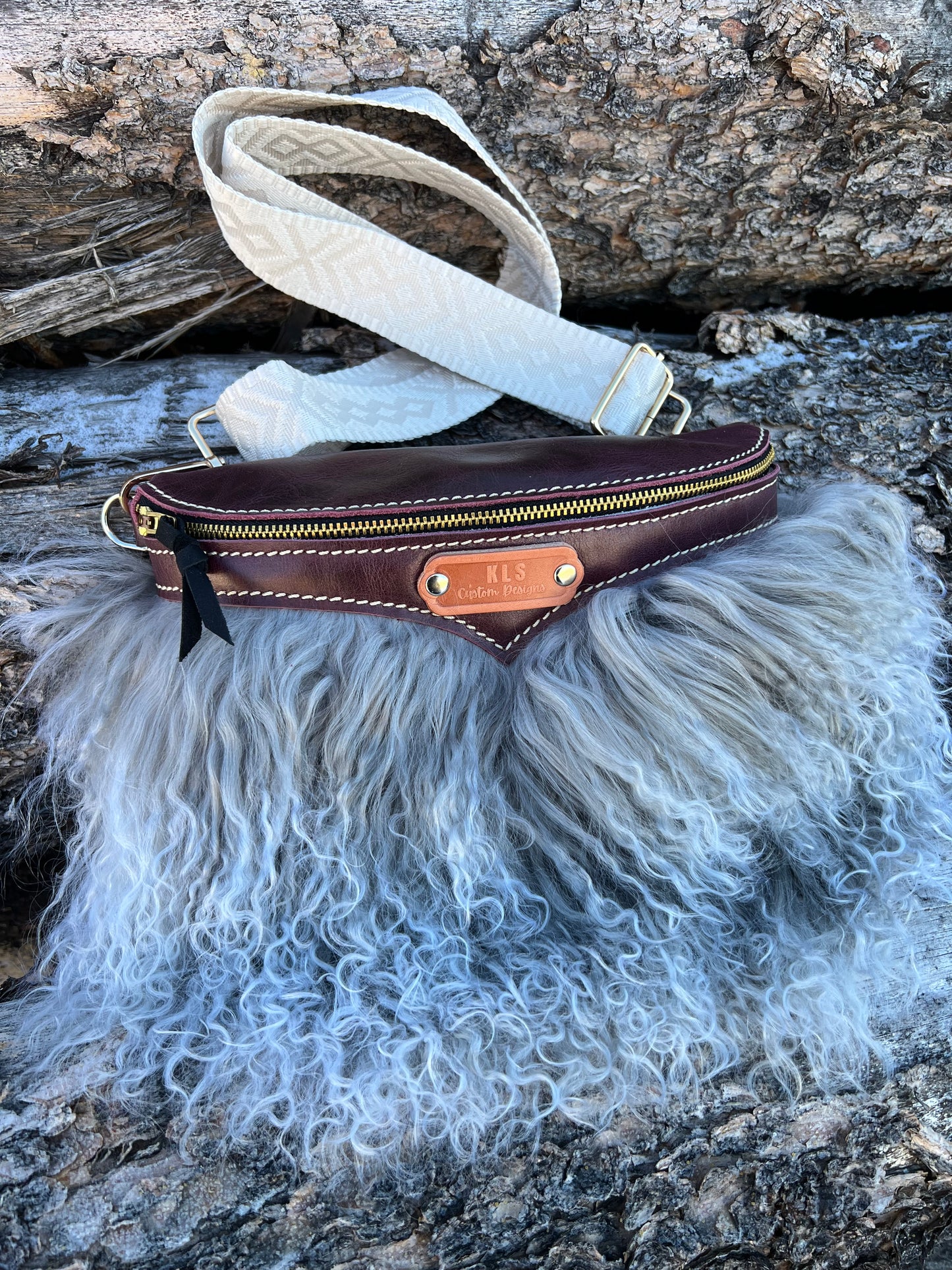 Sling Bag - Tibetan Lamb - Plum/Gray