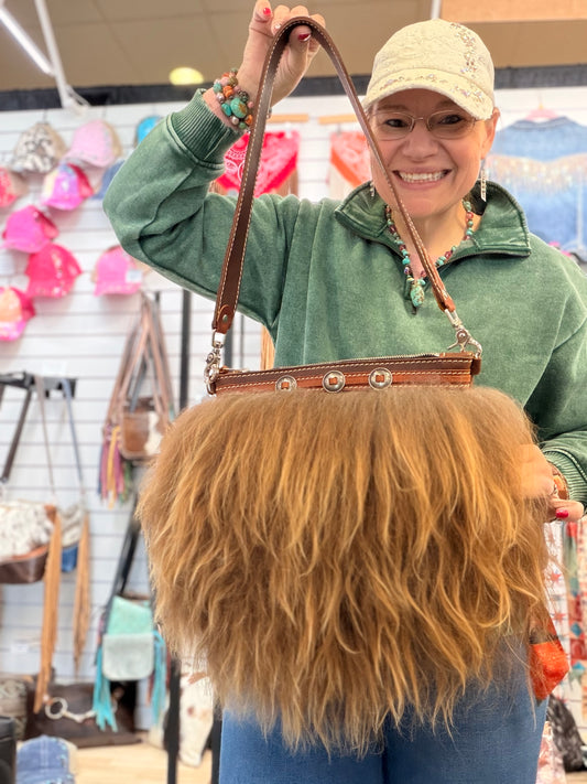 Mongolian Sheep + Concho Shoulder Bag