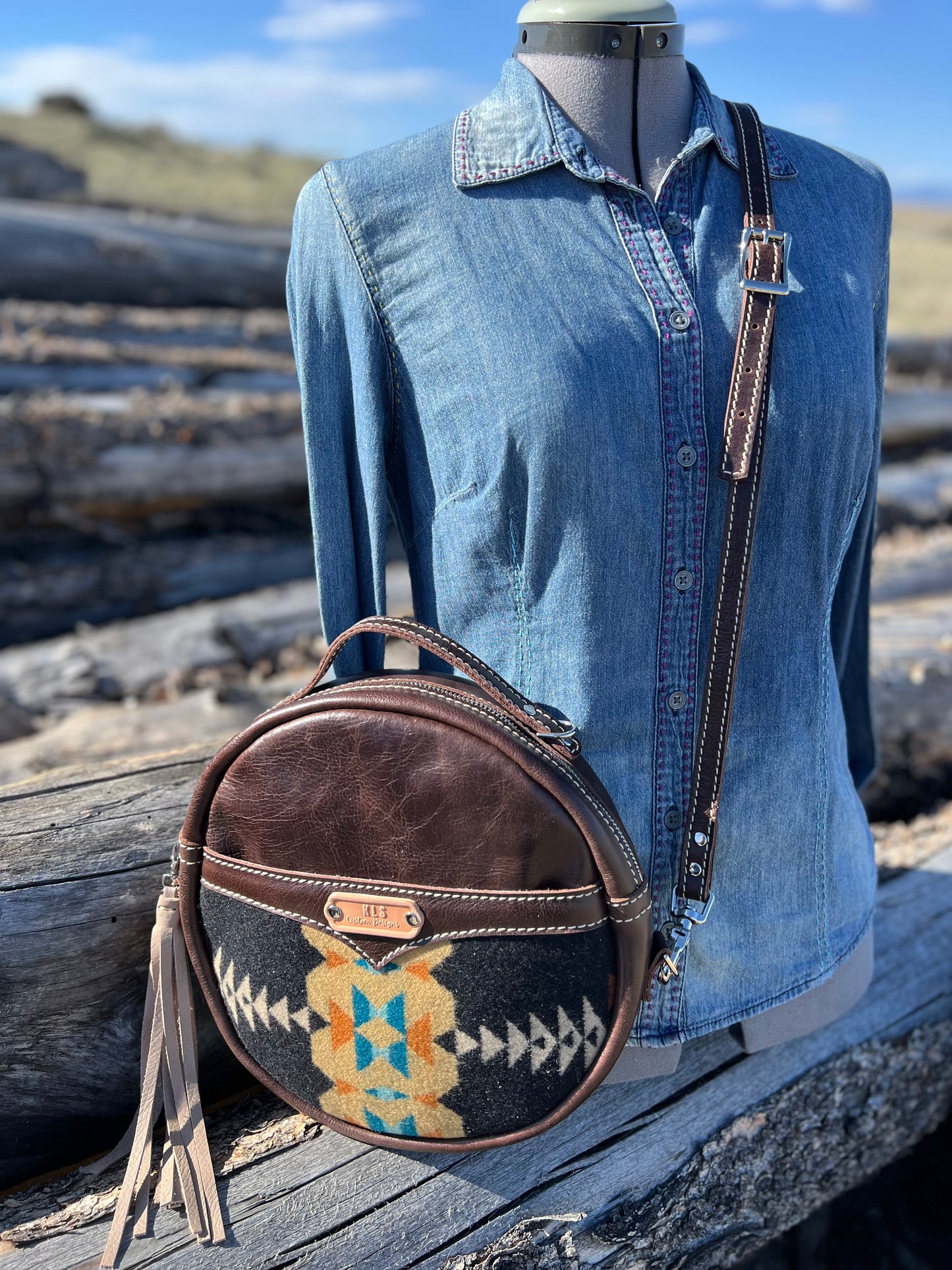 Canteen Bag - Leather + Pendleton