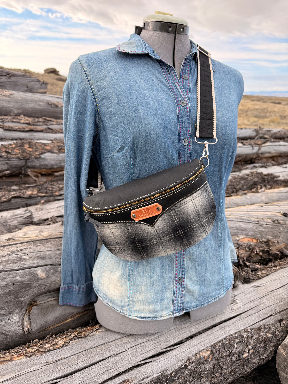 Sling Bag - *Special Edition* Pendleton Plaid - Black Bison Leather
