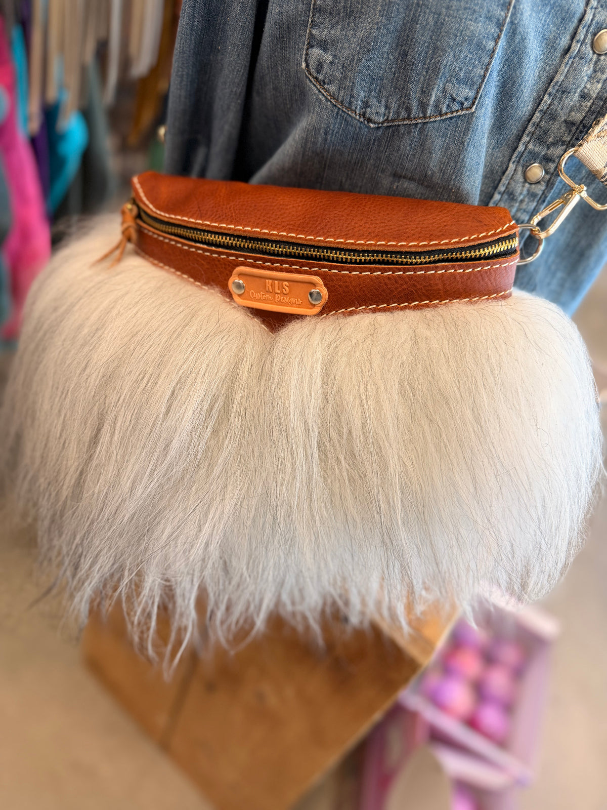 Sling Bag - Mongolian Sheep + Bison Leather