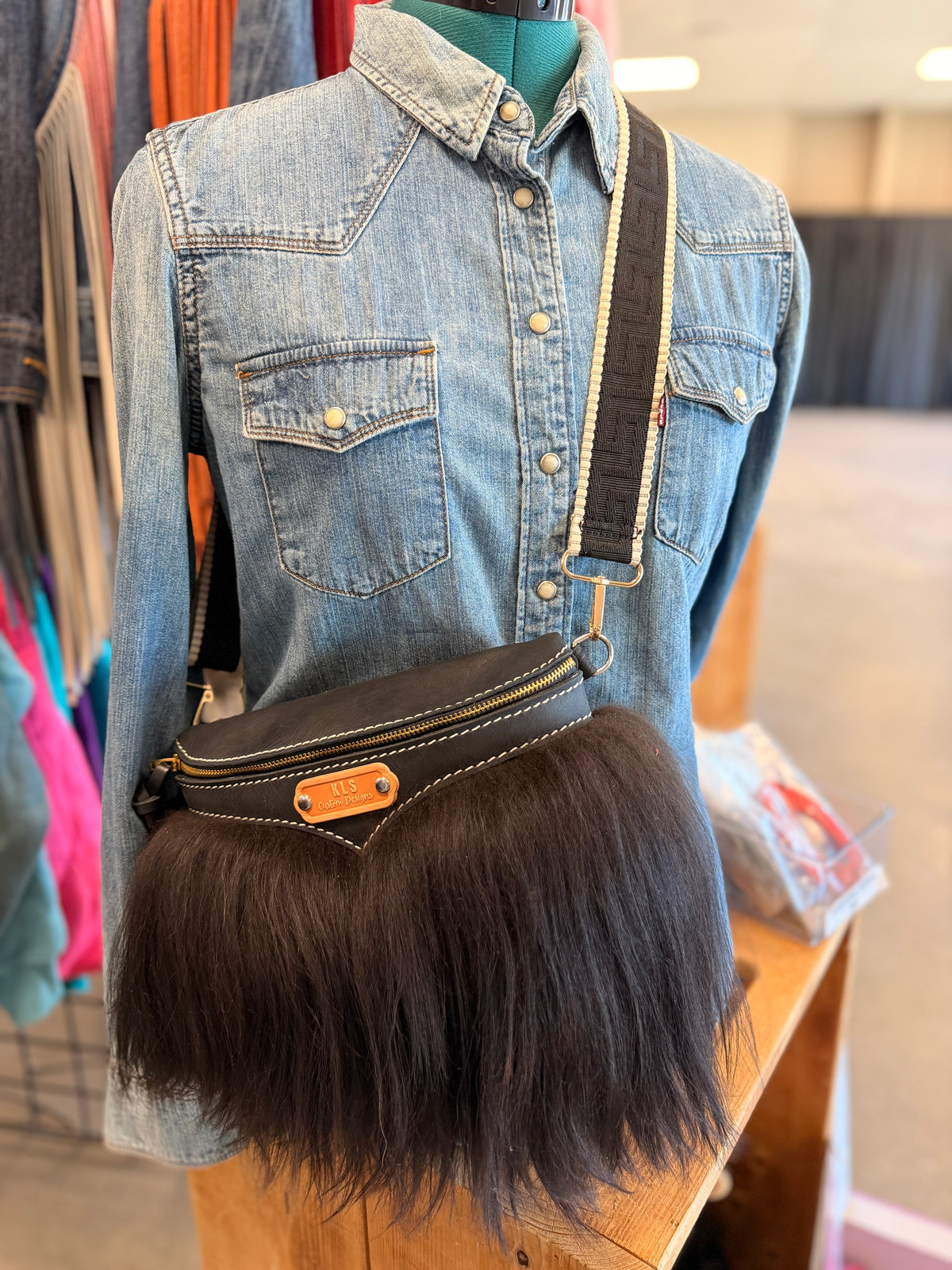 Sling Bag - Mongolian Sheep + Bison Leather