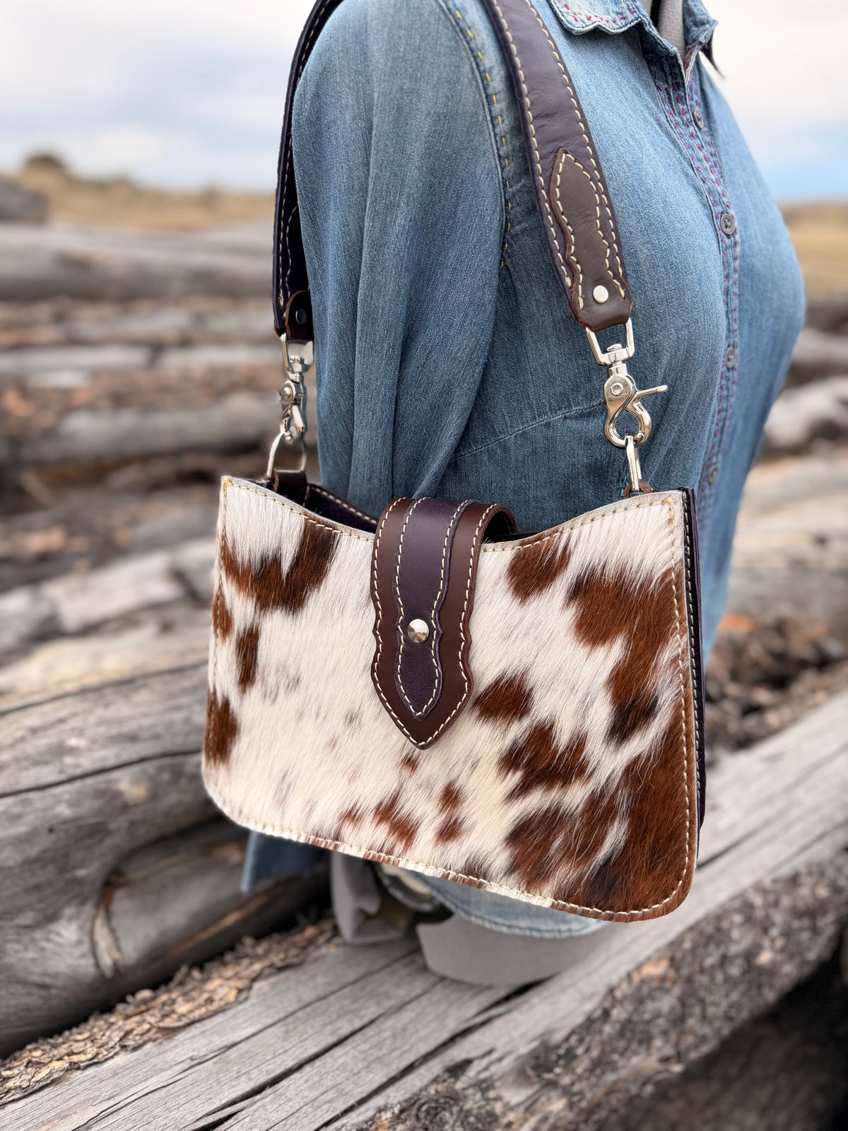 Shoulder Bag - Purple+Brown