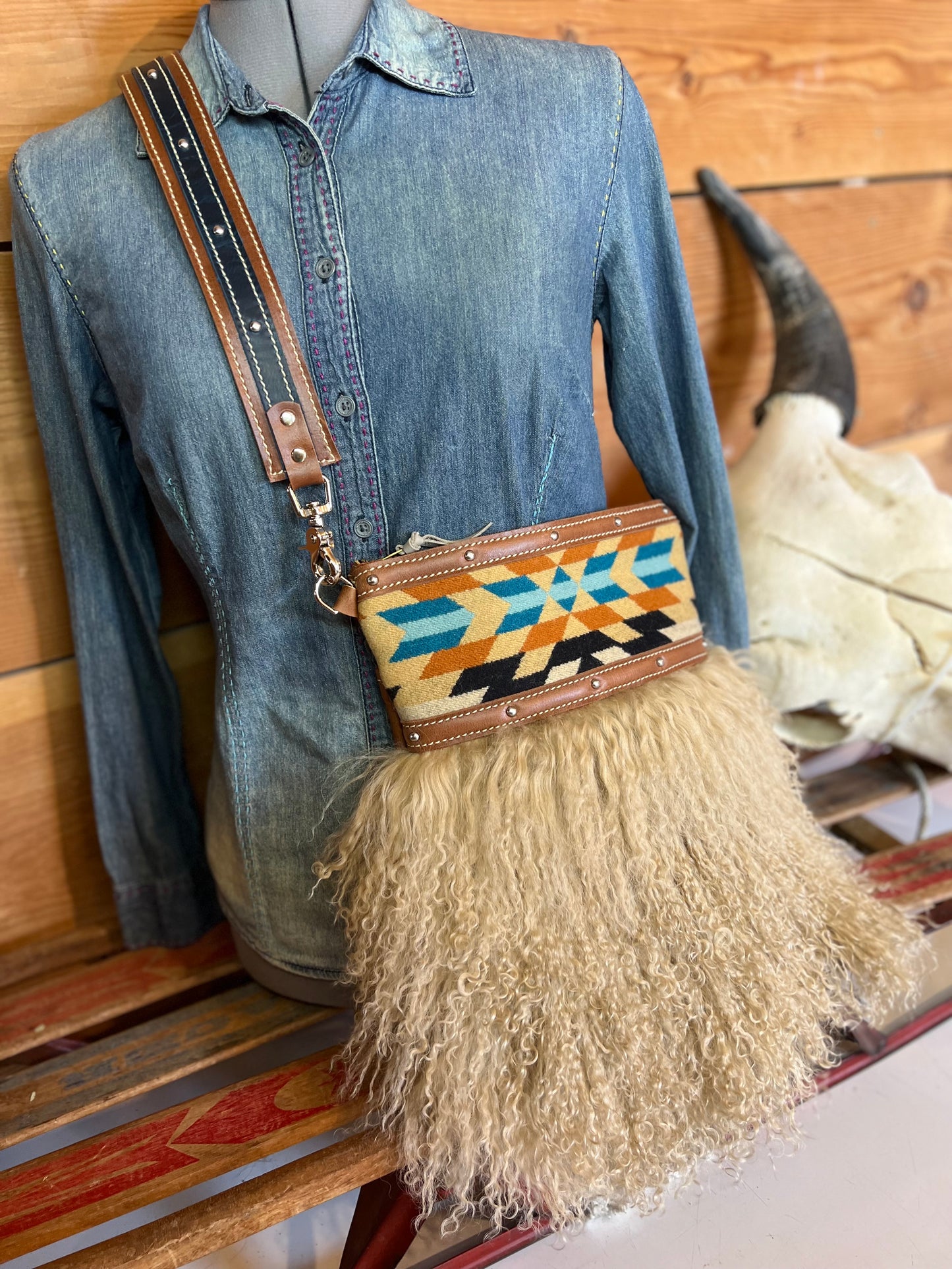 Crossbody Bag - Tibetan Lamb & Pendleton©️ Wool