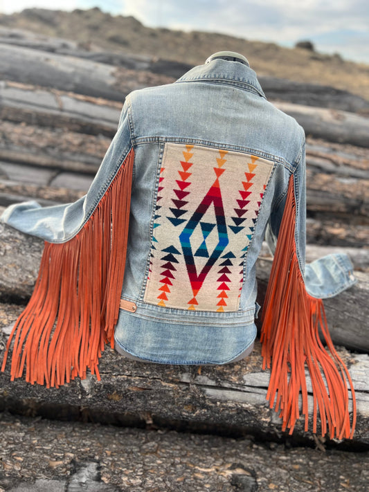 Fringe Jacket with Pendleton ~Ladies L