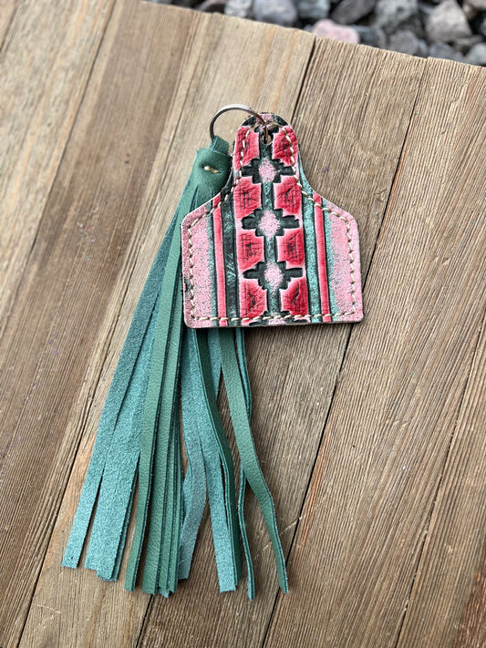 Keychain - Cow Tag + Fringe