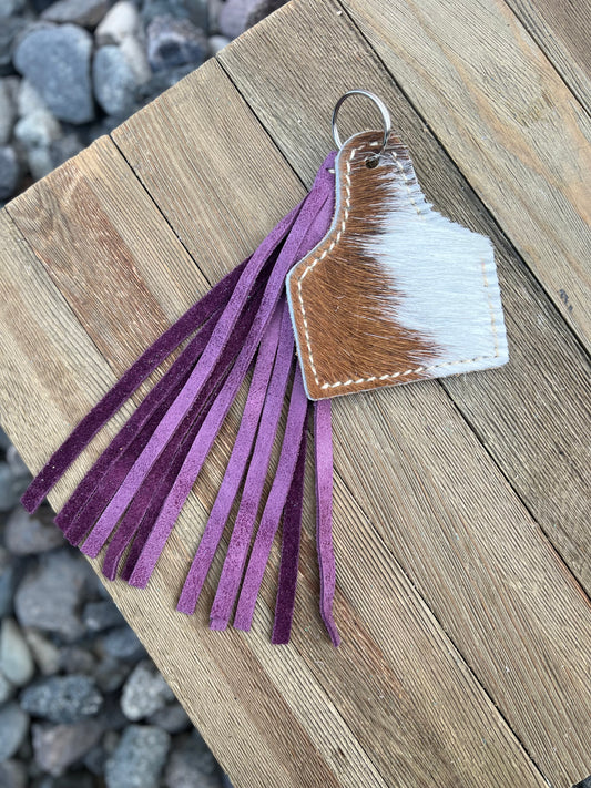 Keychain - Cow Tag + Fringe