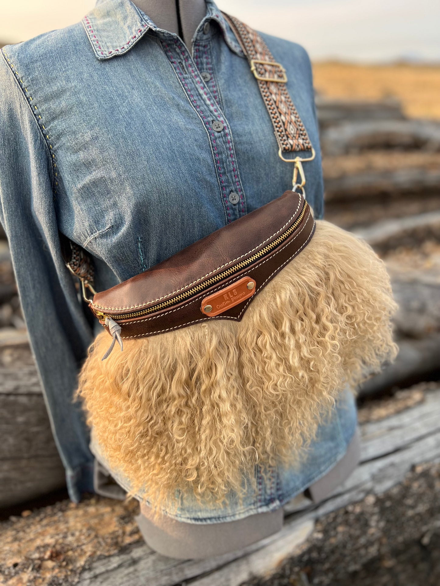Sling Bag - Tibetan Lamb - Chocolate/Beige